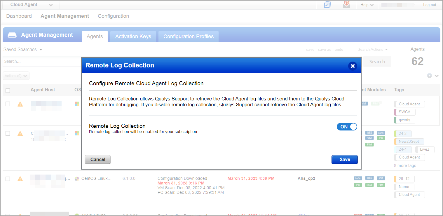 by default enabled remote log collection feature