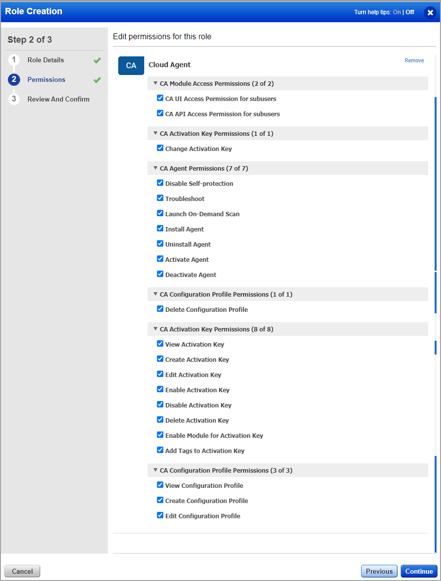 Cloud Agent Permissions