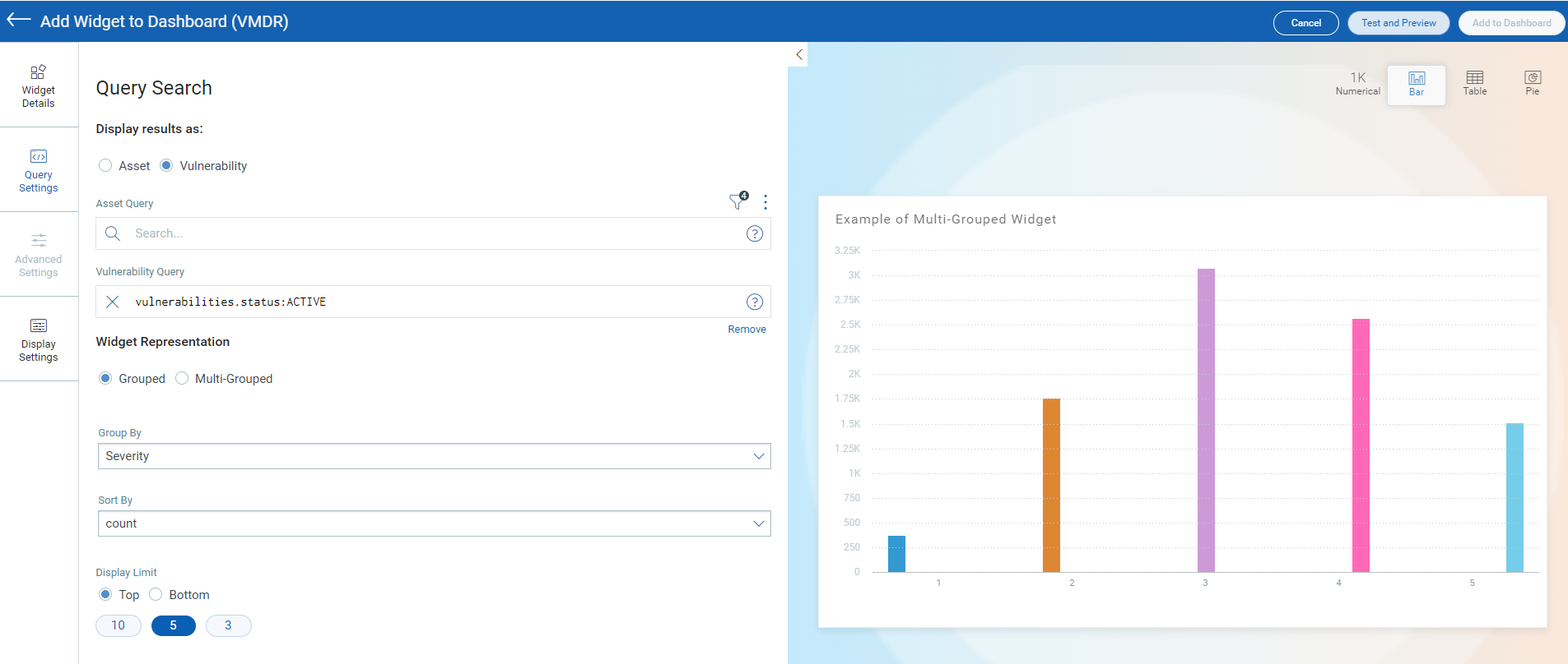 Example of grouped column widget