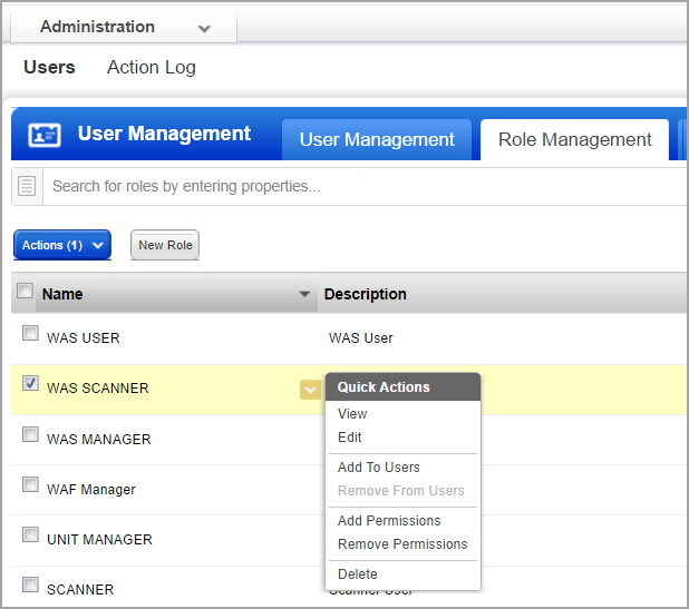 Choose a role and configure permissions for the role.